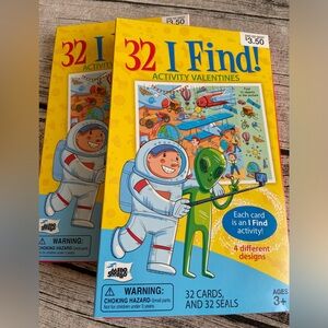 NWT. ❤️ Pack of 32 Valentine cards. Fun activity card with “find it” game